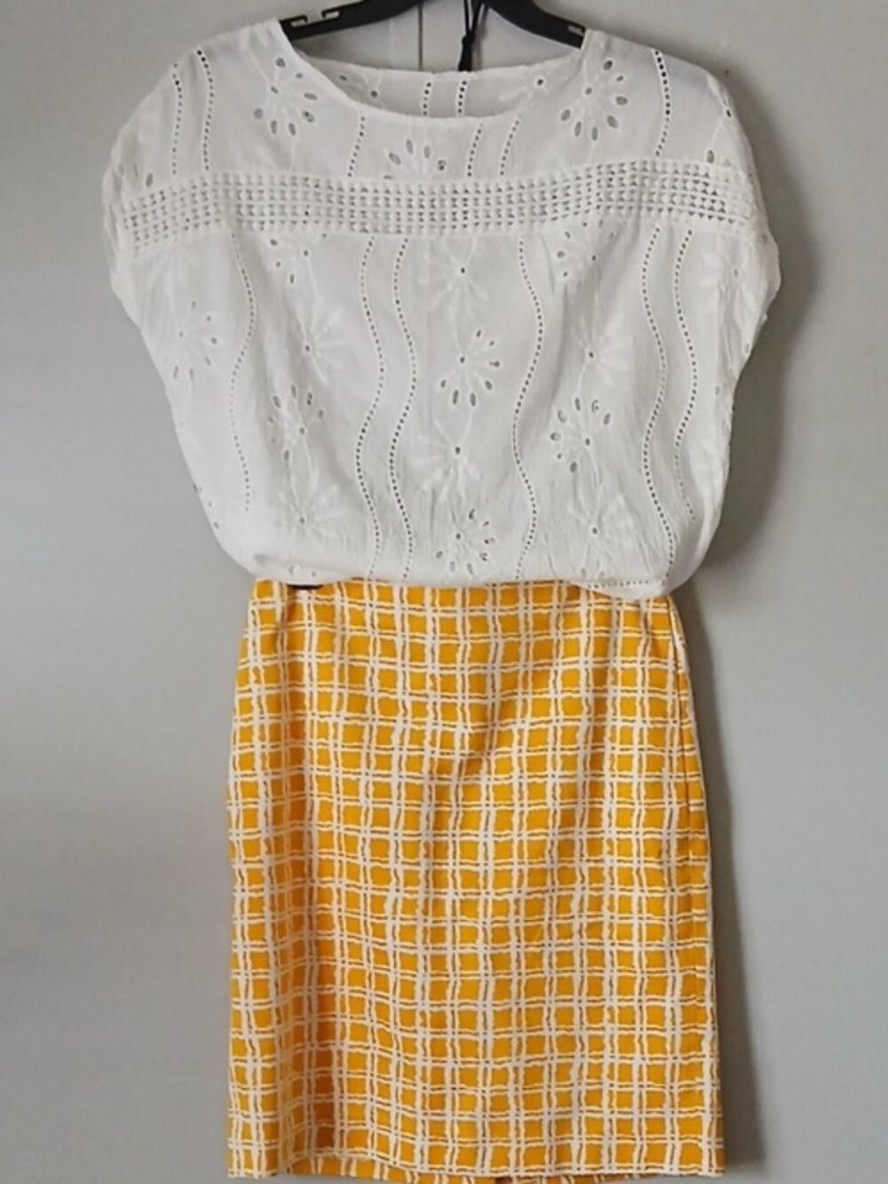 Unbranded cotton large blouse and Talbots skirts 6petite